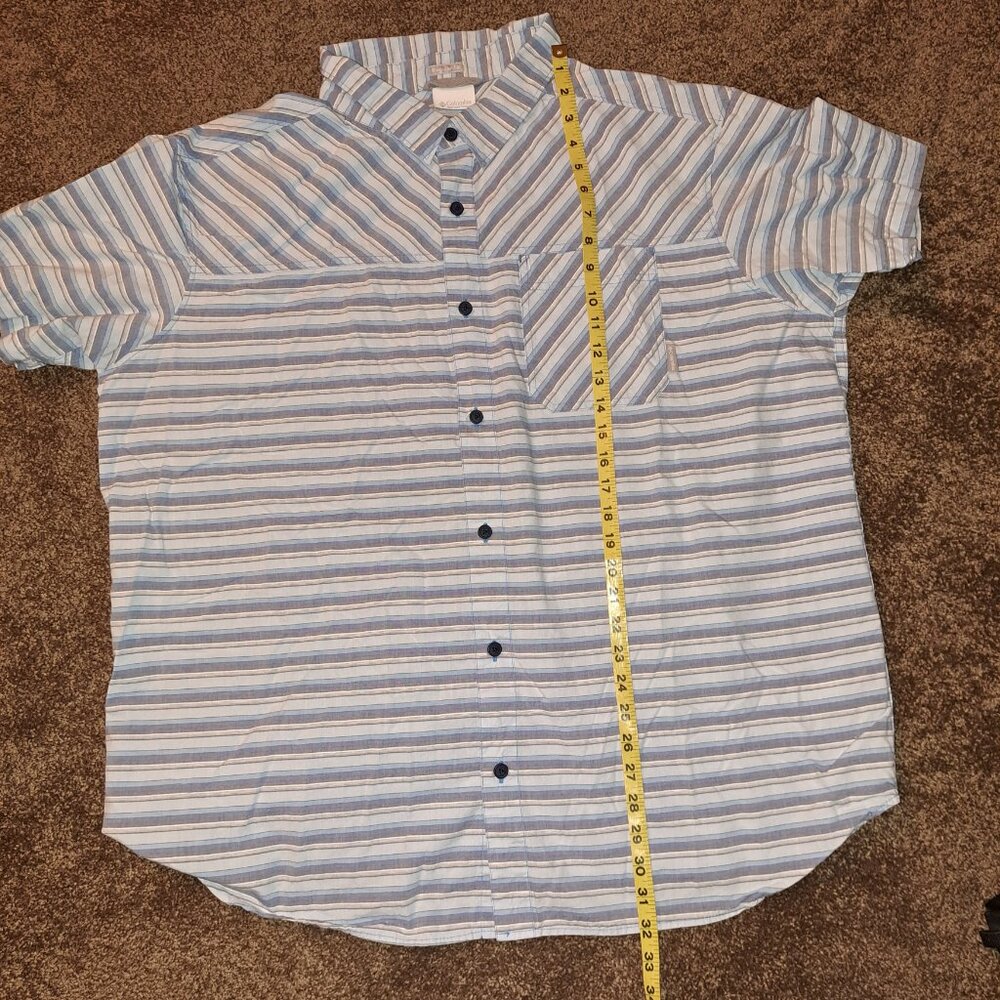 Columbia Men's Thompson Hill Yarn Dye Short Sleeve Azul Stripe Shirt XXL - Picture 3 of 9